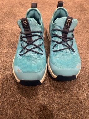On Running Kids Sneakers in Light Blue with Navy Accents